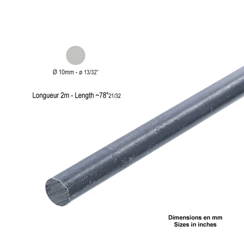 Barre profile rond 10mm longueur 2m lisse en acier lamin brut