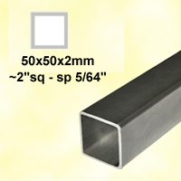 Barre profile tube 50x50mm longueur 2m carr lisse acier lamin brut