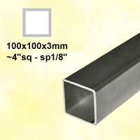 Barre profile tube 100x100mm longueur 2m carr lisse acier lamin brut