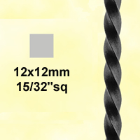 Barre profile carr 12x12mm longueur 3 m carr torsad brut