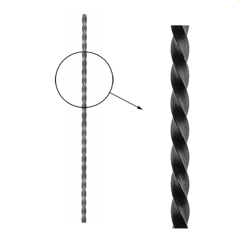 Barre profile carr 14x14mm longueur 3 m carr torsad brut