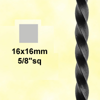 Barre profile carr 16x16mm longueur 3 m carr torsad brut
