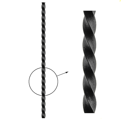 Barre profile carr 16x16mm longueur 3 m carr torsad brut
