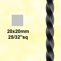 Barre carr torsad  20x20mm longueur 3m