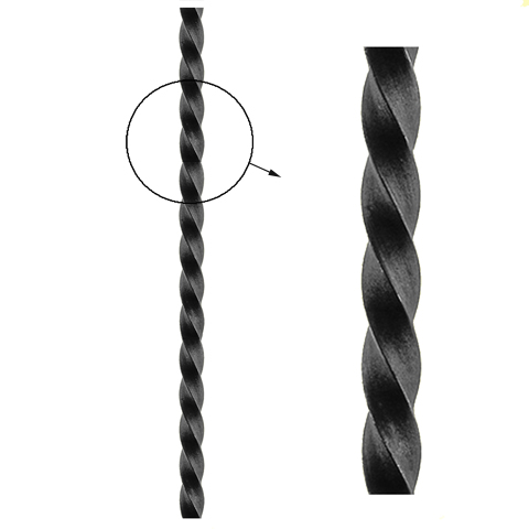 Barre profile carr 25x25mm longueur 3 m carr torsad brut