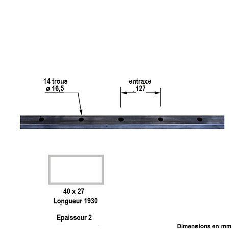 Tube Lisse 40x27mm perc trous 17mm pour portails ou cltures